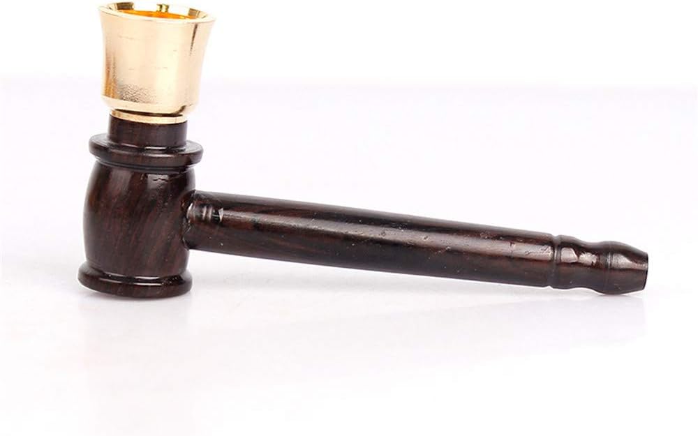 Tobacco Pipes Wooden Straight Mini Tobacco Rod Metal Head Filter Pipe