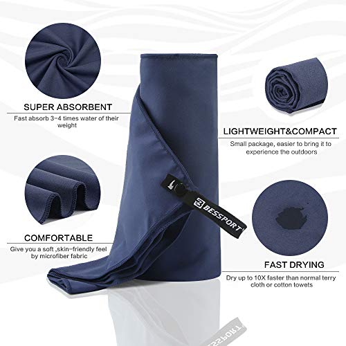 Bessport Microvezel handdoek/4 maten, absorberend, ultralicht, antibacterieel, sneldrogende sporthanddoeken… - Image 4