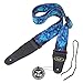 Kmise MI0287 Adjustable Soft Leather Thick Strap for Electric Acoustic Guitar Bass, Blue