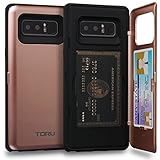 Galaxy Note 8 Case, TORU [Note 8 Wallet Case Rose Gold] Dual Layer Hidden Credit Card Holder ID Slot Card Case with Mirror for Samsung Galaxy Note 8 (2017) - Rose Gold