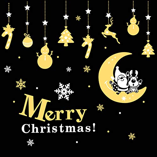 Pgojuni Merry Christmas Decorations Wall Stickers Merry Christmas Garland Wall Murals 1PC (L)