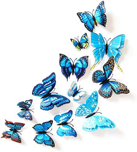 12PCS 3D Butterfly Stickers Wall Stickers Crafts Butterflies with Sponge Gum and Pin(11 Colors)