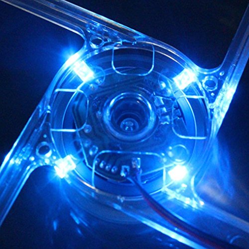 zeipy Blue 140mm PC Quad 4-LED Light Neon Clear Computer Case Cooling Fan Mod