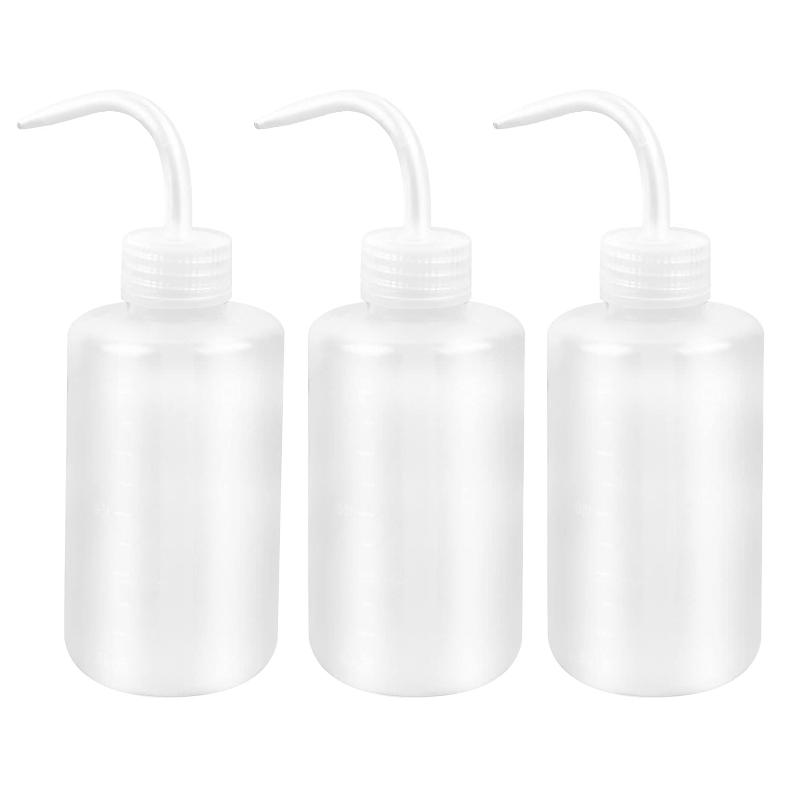 3 Pcs Wash Bottles Plant Flower Watering Bottle Plastic Squeeze Bottle Safety Wash Bottle Transparent with Narrow Mouth and Scale for Lab Chemistry Industry Plant Watering Tattoo Wash, 250ml/8.5oz
