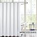jinchan Fabric Shower Curtain White Shower Curtains Set for Bathroom Decor Waffle Weave Pattern 70x72 inches Long Bath Curtains for Hotel Waterproof with Curtain Hooks 1 Panel