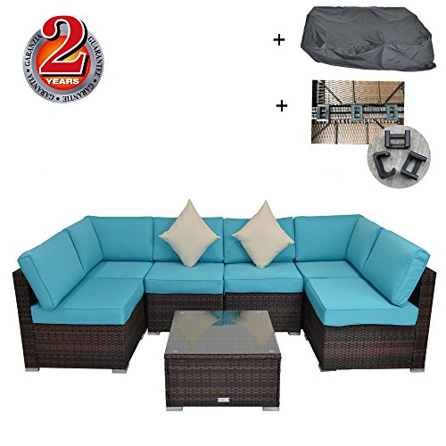 Outdoor Rattan Wicker Sofa Set Garden Patio Furniture Cushioned Sectional Conversation Sets-Easy ...