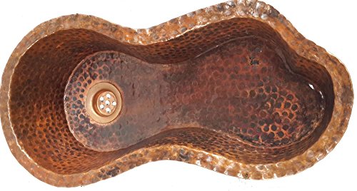 Egypt gift shops Narrow Curly River Peanut Woman Mermaid Wave Antique Patina Copper Bar Prep Undermount Sink - Thumbnail 3