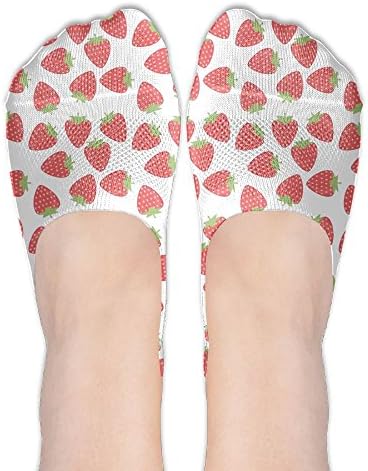 TravelMaster Women's Stawberry No Show Socks Non Slip Flat Boat Line
