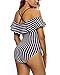 FARYSAYS Women's Stylish Ruffle Off The Shoulder One-Piece Swimwear Swimsuit
