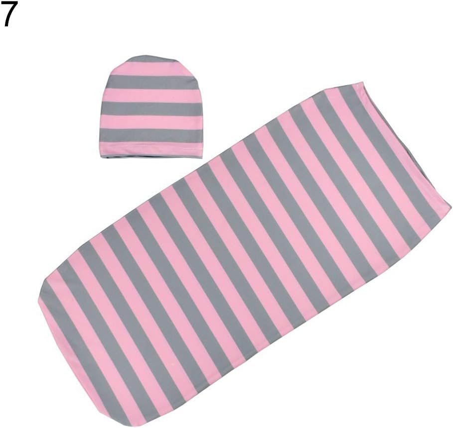 Lsgepavilion Cotton Blend Printed Newborn Baby Infant Wrap Blanket Swaddle Sleeping Bag with Hat