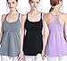SUIEK 3PACK Nursing Top Tank Cami Maternity Shirt Sleep Bra for Breastfeeding (X-Large, Black + Dark Grey + Purple (3/Pack))