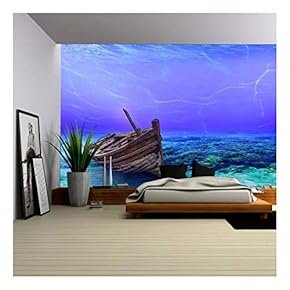 Underwater Wreck Background in The Sea
