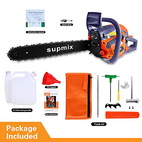 Supmix Gas Chainsaw 62CC 20 Inch,Gas Powered Chainsaw,2 Cycle Gasoline