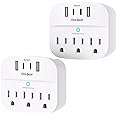 2 Pack Multi Plug Outlet Splitter with USB, Surge Protector Outlet Extender with 3 Wall Outlets 4 USB Wall Charger(2 USB C), 490 Joules, ETL Listed, Small Outlet Adapter Plug Extender for Travel,White