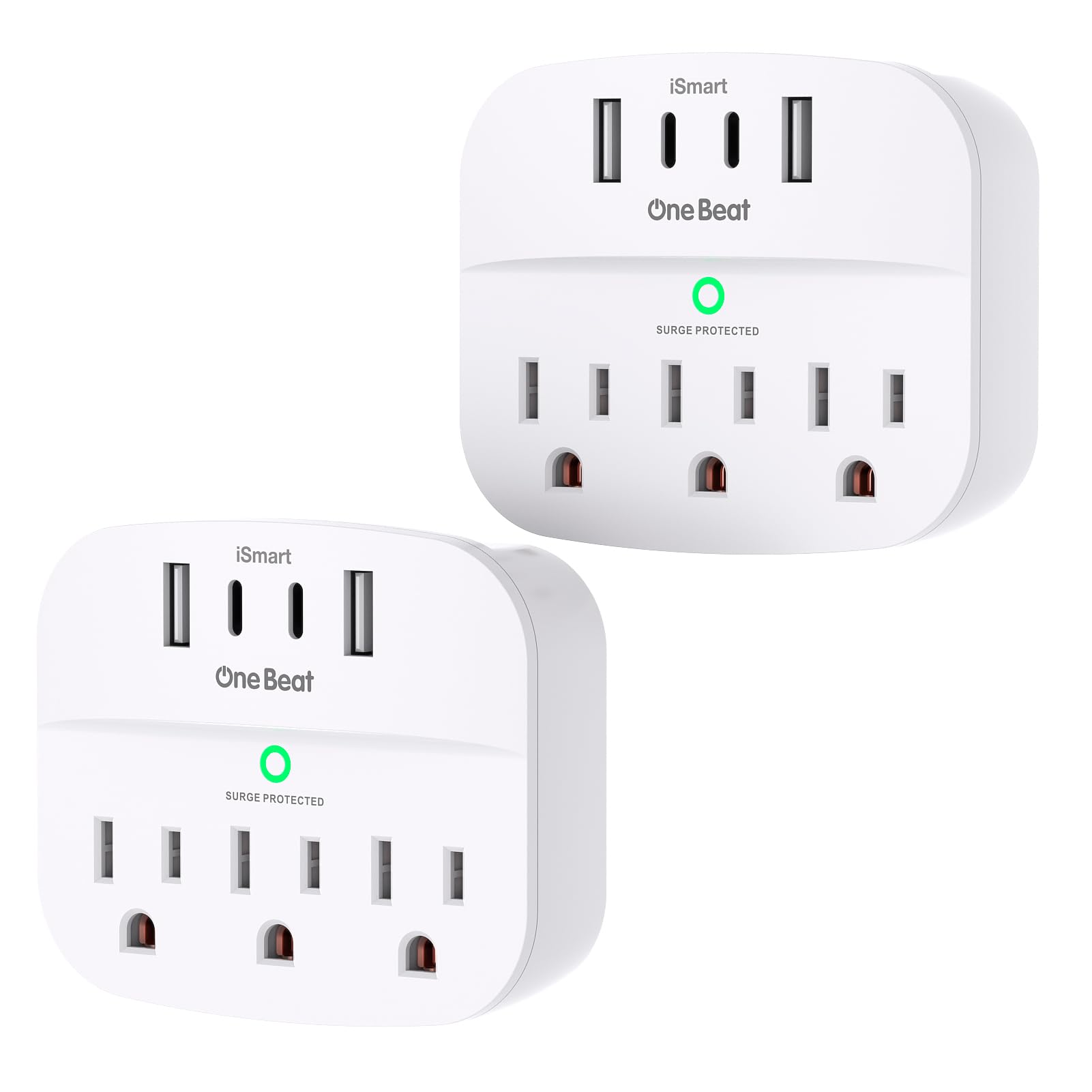 Photo 1 of One Beat 2 Pack Multi Plug Outlet Splitter with USB,Surge Protector Outlet Extender with 3 Wall Outlets 4 USB Wall Charger(2 USB C),490 J, ETL Listed,Small Outlet Adapter Plug Extender for Travel,WH