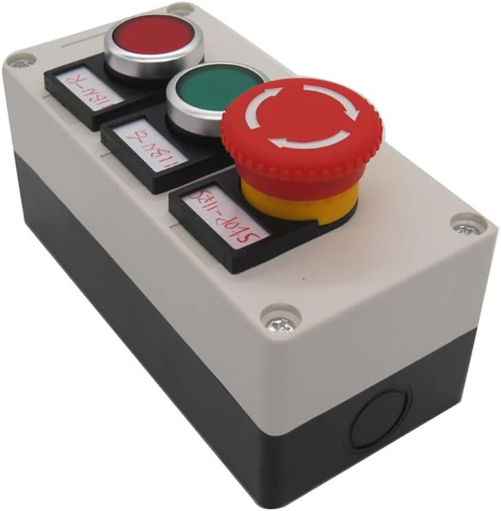 Taiss Latching Red Mushroom Emergency Stop Switch 440V 10A 1NC 1NO and Red Green Momentary Push Button Switch 440V 10A 1NC 1NO combination Station Box hz-11ZS-GR - Image 3