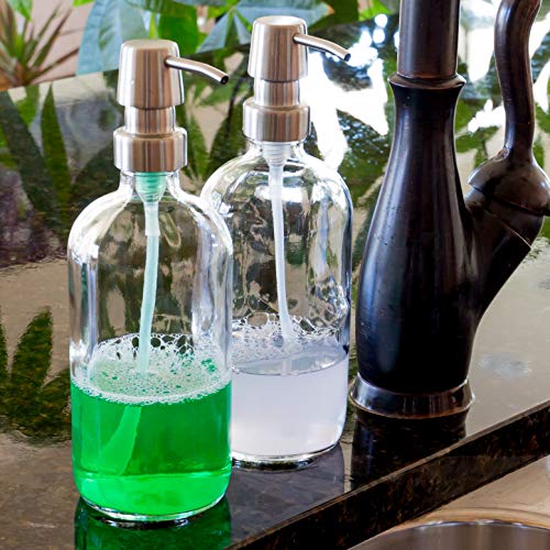 Youngever 3 Pack 16 Ounce Clear Glass Boston Round Bottles with