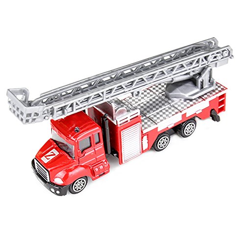 Baifeng Fire Engine with Water Pump and Extending Ladder/Excavator / Transport Carrier Truck/Dump Truck Toy For Baby Kids Children's Birthday Present Scale: 1:64 (I)