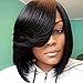 KRSI Short Pixie Cut Bob Synthetic Wigs for Black Women Natural Black Costume African American Wigs with Bangs Full Wigs That Look Real