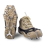 EnergeticSky Upgraded Version of Walk Traction Ice Cleat Spikes Crampons,True Stainless Steel Spikes and Durable Silicone,Boots for Hiking On Ice & Snow Ground,Mountian.