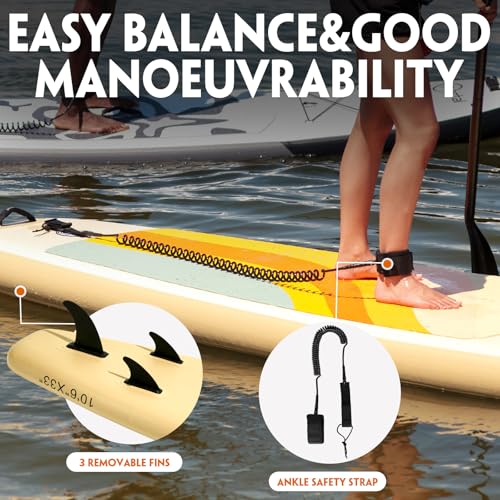 Portal Stand Up Paddle Board, 10'6x33 x6 Inflatable Paddle Boards with SUP Accessories Including Carry Bag, Hand Pump, Paddle, Leash, Fin, Repair Kit, Waterproof Phone Case