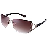 Azoxus Vintage Rimless Rectangle Sunglasses Frameless Gradient Lens AZ9564