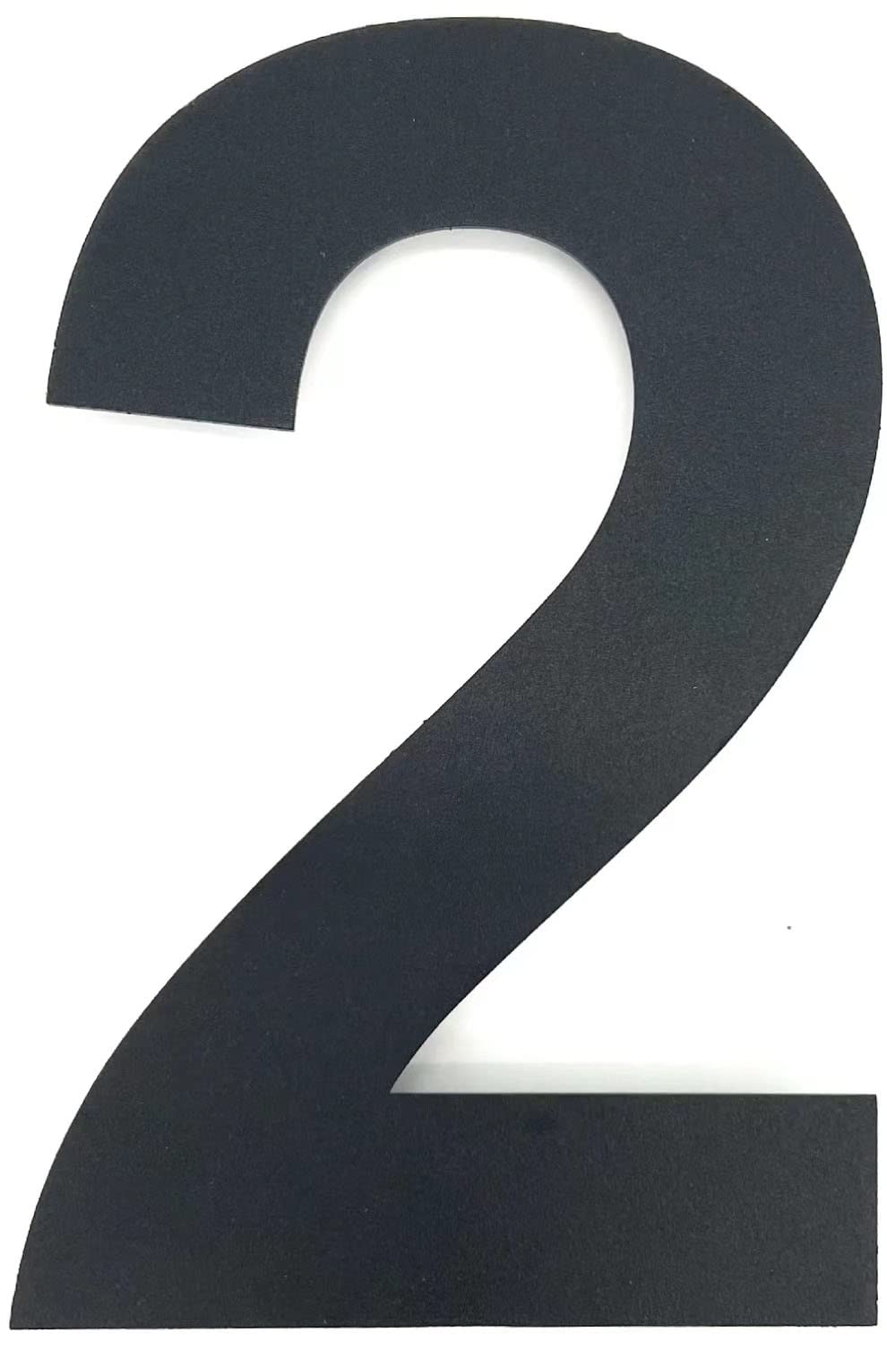 CAVATINY House Number in Jet Black RAL 9005 Solid Stainless Steel Arial Font Fine Structure Powder Coating Includes Mounting Material Height 20 cm Number 2