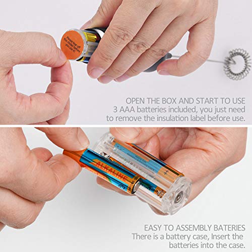 Azuki high - Powered Milk Frother Full Metal Handheld Foam Maker Machine for Latte eggbeaters, blender for bulletproof coffee, Cappuccino for mini coffee makers, Smoothies, Matcha, Hot Chocolate, shape by milk bullets - Large Bracket