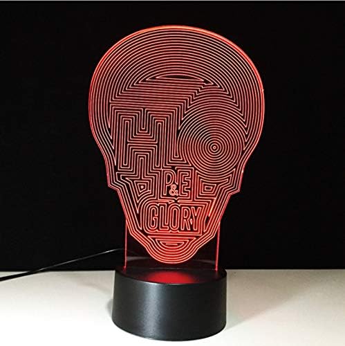 CJRSAM Skull Moulding Table Lamp USB 7 Colors Changing 3D LED Labyrinth Head Night Light Living Room Sleep Lighting Kids Gifts Touch