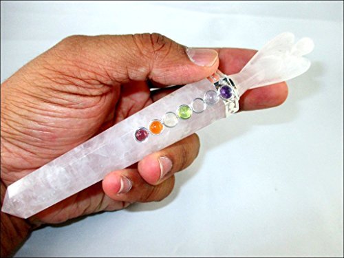 Jet Rose Quartz Angel Chakra Wand Stick Approx. 6.5 inch Energized Charged Cleansed Programmed Pure Genuine Stick Free Booklet Jet International Crystal Therapy Balancing Energy Reiki