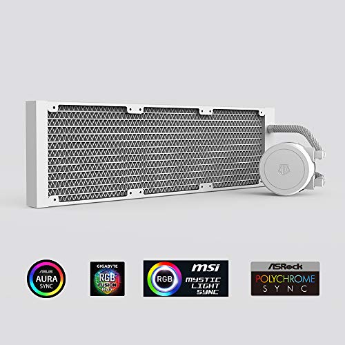 ID-COOLING AURAFLOW X 360 Snow CPU Water Cooler RGB AIO Cooler 360mm CPU Liquid Cooler 3X 120mm RGB Fan, Intel 115X/2066, AMD TR4/AM4