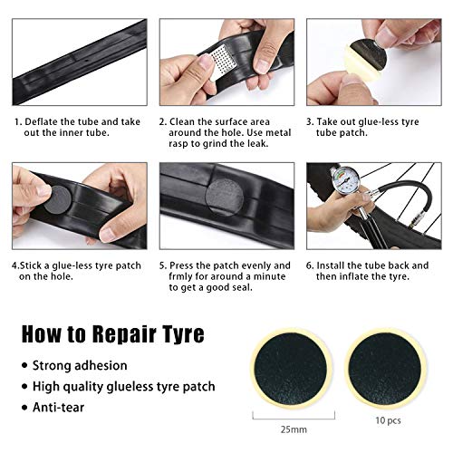 image for Odoland Bike Pump, Patch Tool, 210 PSI Bike Pump with Gauge, Fits Pres