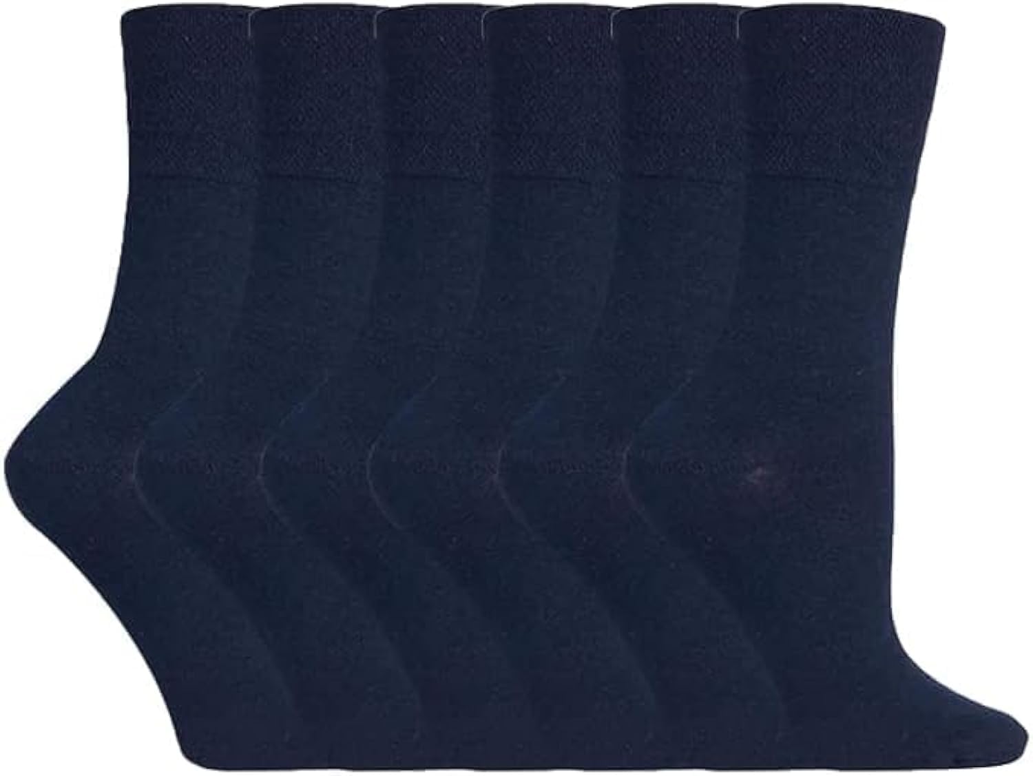 ZRWASKA® Diabetic Socks For Women Wide Honey Comb top soft cuff Ankle Oedema friendly Non-Elastic Grip for Swollen feet Leg Non-Binding Circulatory Neuropathy Sock 4-8 (Pack 6) (Navy (6 Pairs))