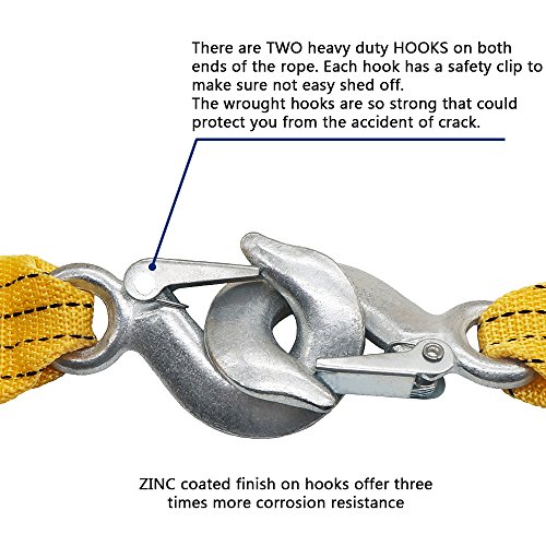 LOCEN 3M-3T Recovery 3 Tons 3 Meters Towing Rope with 2 Safety Hooks for Cars - Thumbnail 2