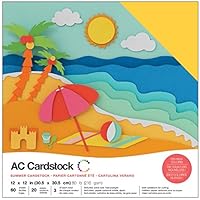 American Crafts Variety Pack Summer 60 Sheets of 12 x 12 Inch Cardstock