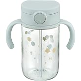 On-the-Go Sippy Cup with Silicone Straw and Removable Handles, 10 oz, Easy Grip for Infant-Toddlers Sparkle Balloon, Light Blue