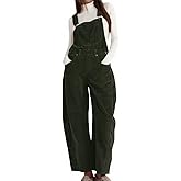 chouyatou Women's Fall Winter Corduroy Overalls Boyfriend Adjustable Strap Bib Jumpsuit Barrel Harem Pants