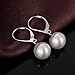 Pearl Earrings Dangle Pearls Earrings Silver Pearl Earrings for Women Sterling Silver Pearl Earrings Simulated Pearl Earrings Silver Pearl Dangling Earrings Pearl Leverback Earrings 10MM