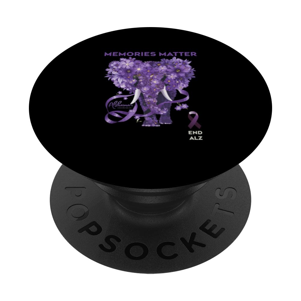 End Alzheimers Elephant Memories Matter Alzheimers Awareness PopSockets Swappable PopGrip