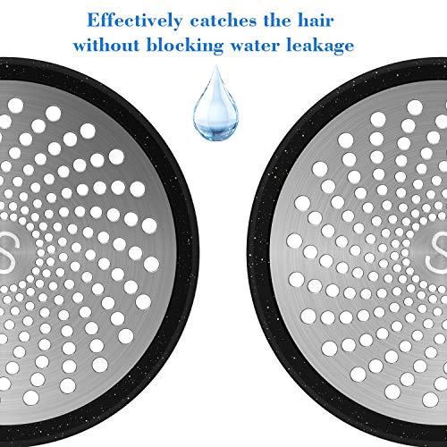 STAN BOUTIQUE Shower Drain Hair Trap | Bathroom Stall Drain Catcher Cover Strainer Protector Cover Stopper Bathtub Collector, Stainless Steel, and Silicone - Black