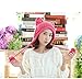 BIBITIME Women's Hat Cat Ear Crochet Braided Knit Caps Warm Snowboarding Winter (One Size, Watermelon red)