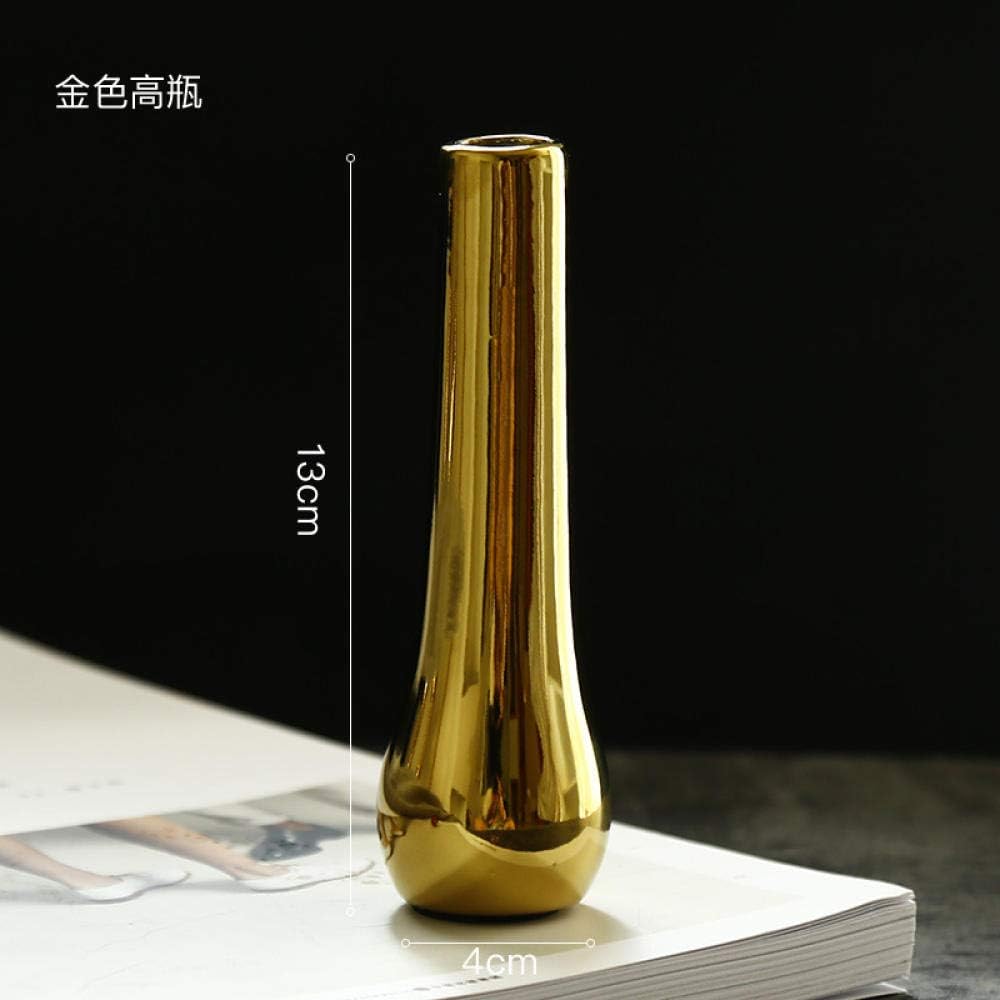 YAOHEHUA Sculptures For Home Golden Ceramic Vase Small Ornaments Home Living Room Table Dried Flower Arranging Decoration Statues Sculptures Ornaments Collectibles