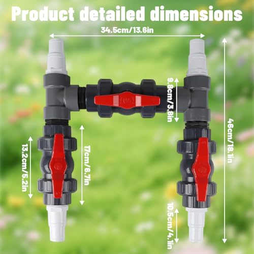 Bypass Swimming Pool Connection Kit with Heat Pump Ø 50 mm, Pool Heater, Heat Pump, Solar Heater, Bypass with 32 mm and 38 mm Hoses, Power Control