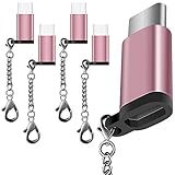 5 Pack USB Type C Adapter, AFUNTA USB C to Micro USB Convert Connector Fast Charger with Keychain for Samsung Galaxy S8 New Macbook Pixel XL Nexus 5X 6P-Pink