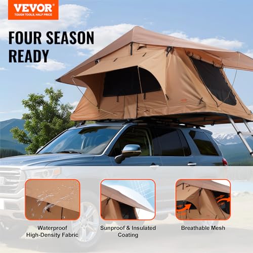 VEVOR Rooftop Tent Hard Shell,Rooftop Tent Hardshell, with Telescopic Ladder Mattress PVC Cover Bag, Waterproof for Jeep SUV Van Pickup Truck