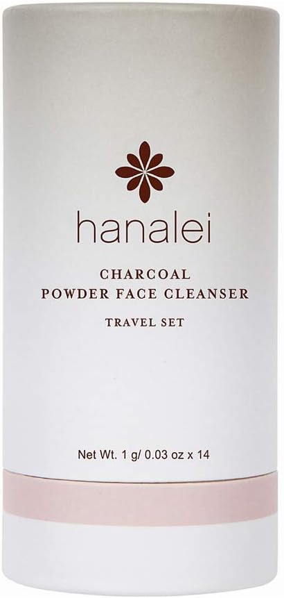 Powder Face Cleanser by Hanalei (Cruelty free, Paraben free) (Charcoal Travel Set (14 packets x 1g))