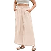 RITERA Plus Size Pants for Women Wide Leg Summer Palazzo Pant Drawstring Beach Vacation Trousers with Pocket XL-5XL