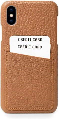 Beyza Cases Feder Multi Slot Thin Credit Card Pocket Leather Two tone color Snap on Shell for iPhone X - Tan
