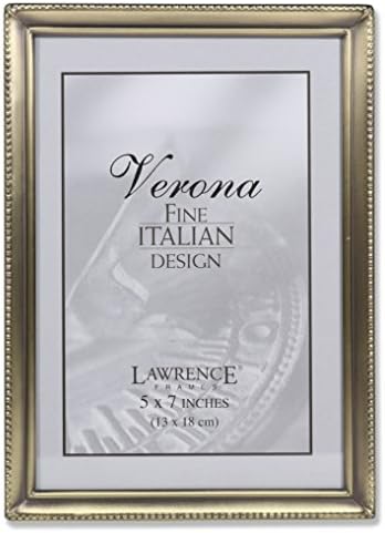 Lawrence Frames Antique Brass 5X7 Picture Frame - Bead Border Design