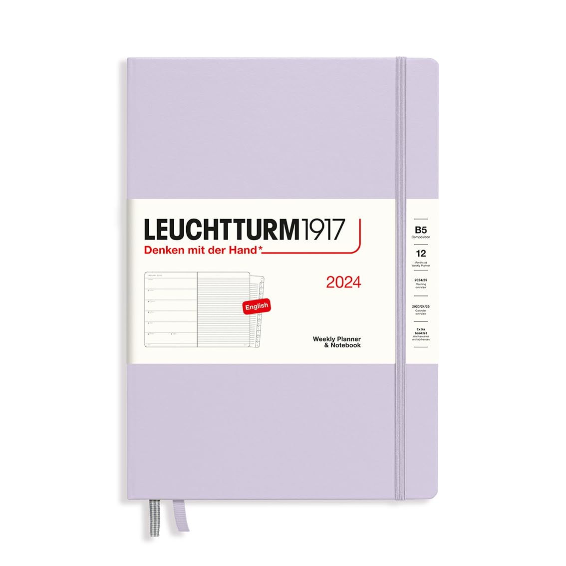 LEUCHTTURM1917 367752 Weekly Calendar & Notebook Composition (B5) 2024, 12 Months, Lilac, English